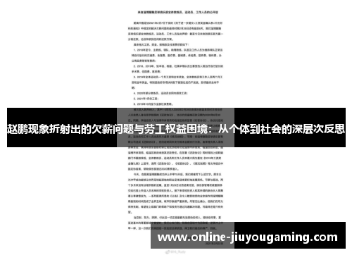 赵鹏现象折射出的欠薪问题与劳工权益困境：从个体到社会的深层次反思